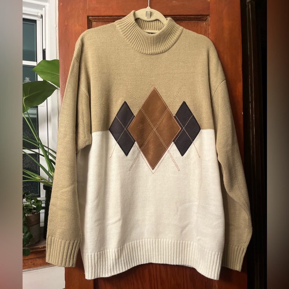 Jordan Craig Collection Vintage Men’s  Patchwork Argyle Sweater Size Large